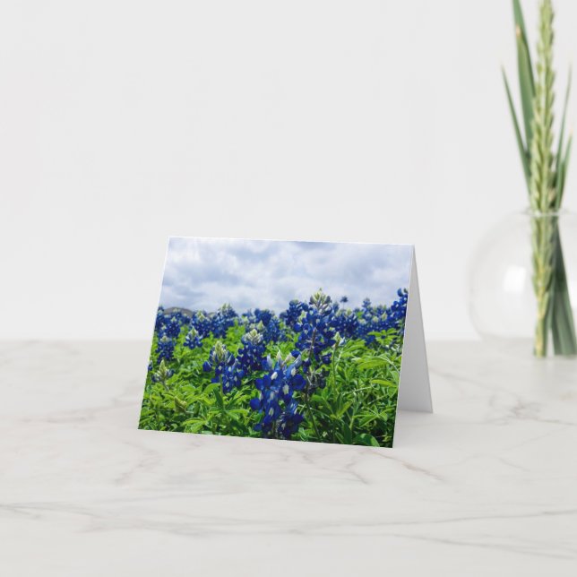 Bluebonnets Blue Flowers Texas Texan Floral Thank You Card (Front)