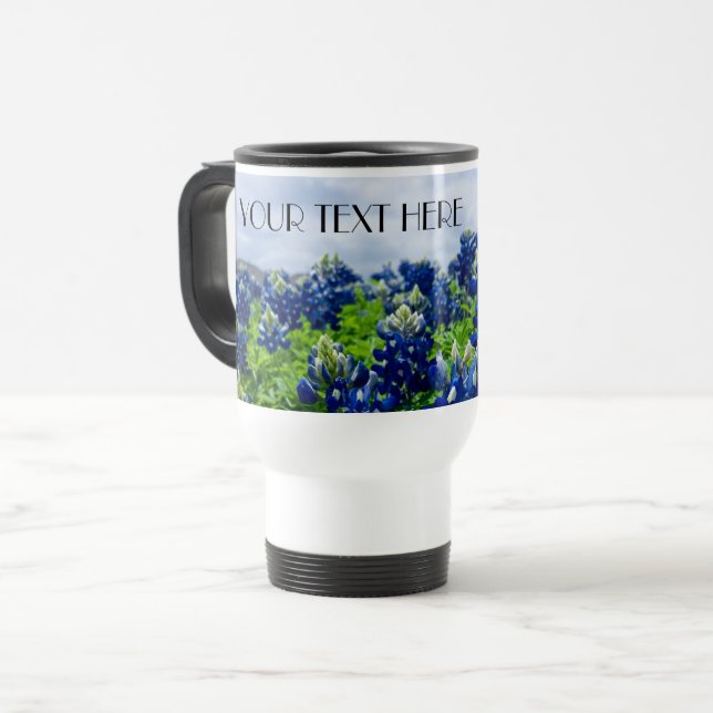 Bluebonnets Blue Flowers Texas texan Floral Travel Mug (Front Left)