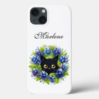 Bluebonnets Cute Cat Texas Flower Floral Pattern