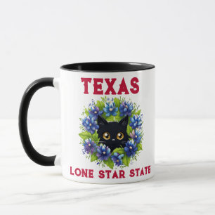 Bluebonnets Cute Cat Texas Flowers Lupine Mug