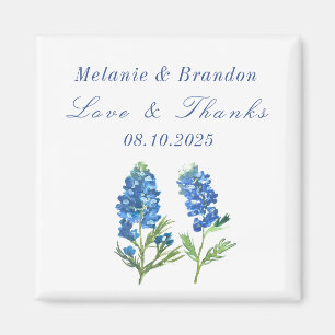 Bluebonnets Floral Blue Wedding Thank you  Magnet