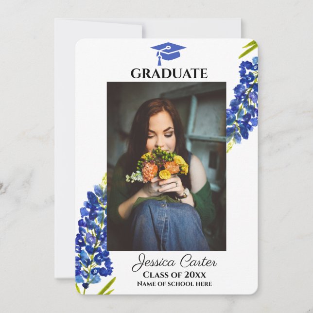 Bluebonnets Floral Graduation Announcement  (Front)