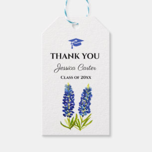 Bluebonnets Floral Graduation Thank you  Gift Tags