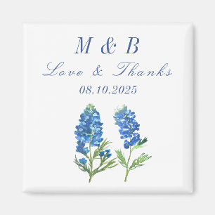 Bluebonnets Floral Monogram Wedding Thank you  Magnet