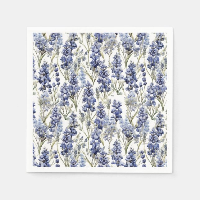 Bluebonnets Flowers Blue Watercolor Wildflowers Napkin (Front)
