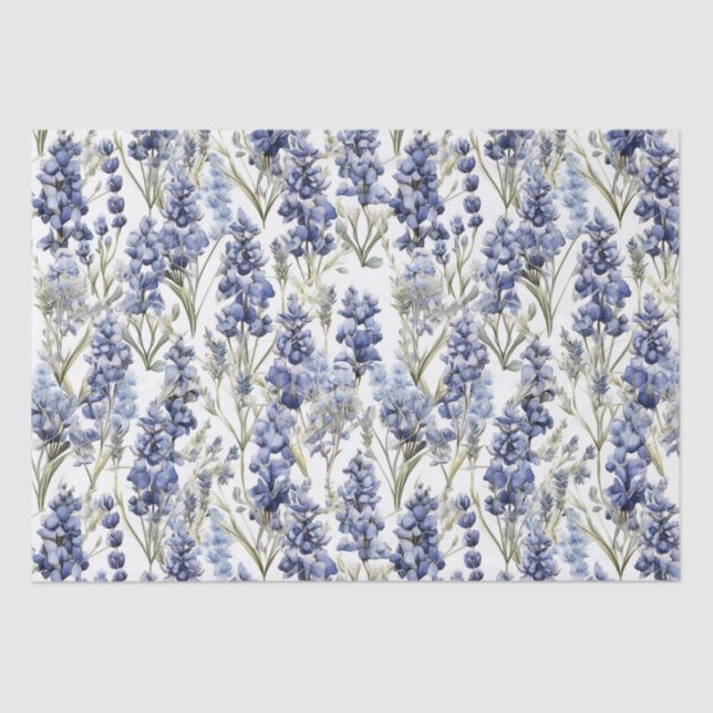 Bluebonnets Flowers Blue Watercolor Wildflowers Tissue Paper (Front)