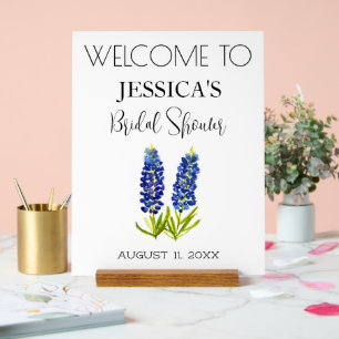 Bluebonnets Flowers Bridal Shower Welcome Sign