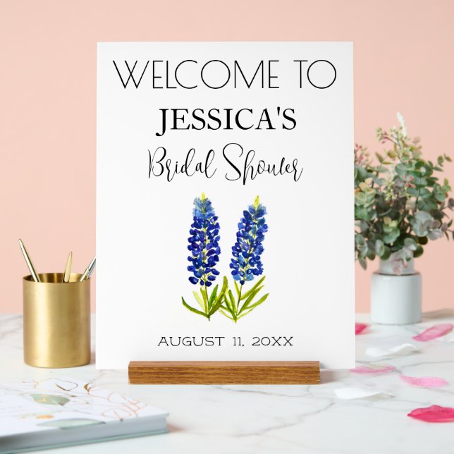 Bluebonnets Flowers Bridal Shower Welcome Sign (Wedding)