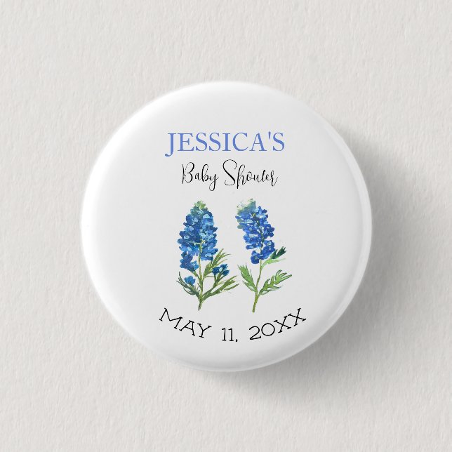 Bluebonnets Flowers Texas Baby Shower Girl 3 Cm Round Badge (Front)