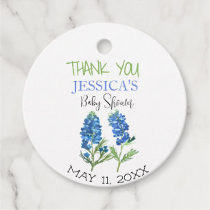 Bluebonnets Flowers Texas Baby Shower Girl Favour Tags