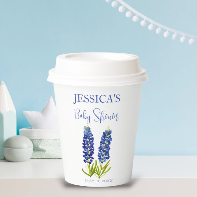 Bluebonnets Flowers Texas Baby Shower Girl Paper Cups (Creator Uploaded)