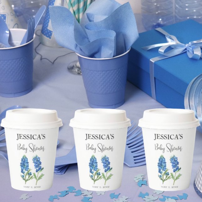 Bluebonnets Flowers Texas Baby Shower Girl Paper Cups (Creator Uploaded)