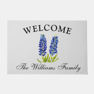 Bluebonnets Flowers Watercolor Elegant Floral  Doormat