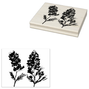 Bluebonnets Flowers Wildflowers Lupine Texas  Rubber Stamp