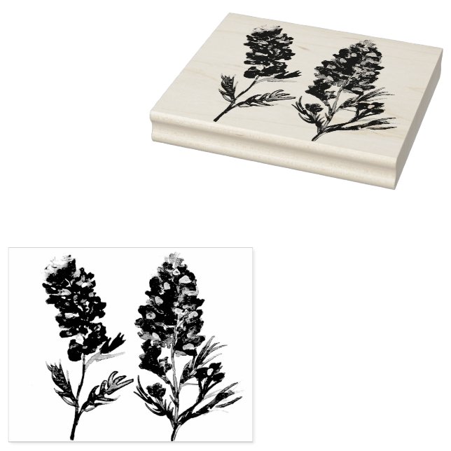 Bluebonnets Flowers Wildflowers Lupine Texas  Rubber Stamp (Stamped)