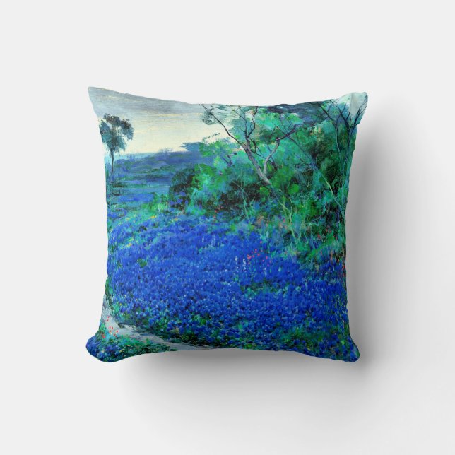 Bluebonnets in the Misty Morning Cushion (Front)