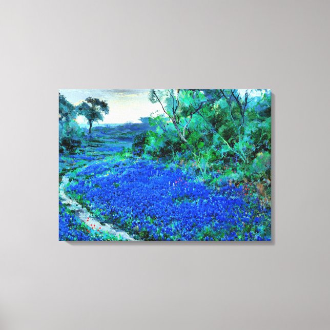 Bluebonnets in the Misty Morning, fine art Canvas Print (Front)