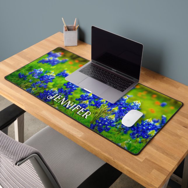 Bluebonnets Indian Paintbrush Wildflowers Name Desk Mat (Office 2)