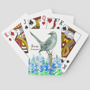 Bluebonnets Mockingbird State Bird of Texas Playing Cards