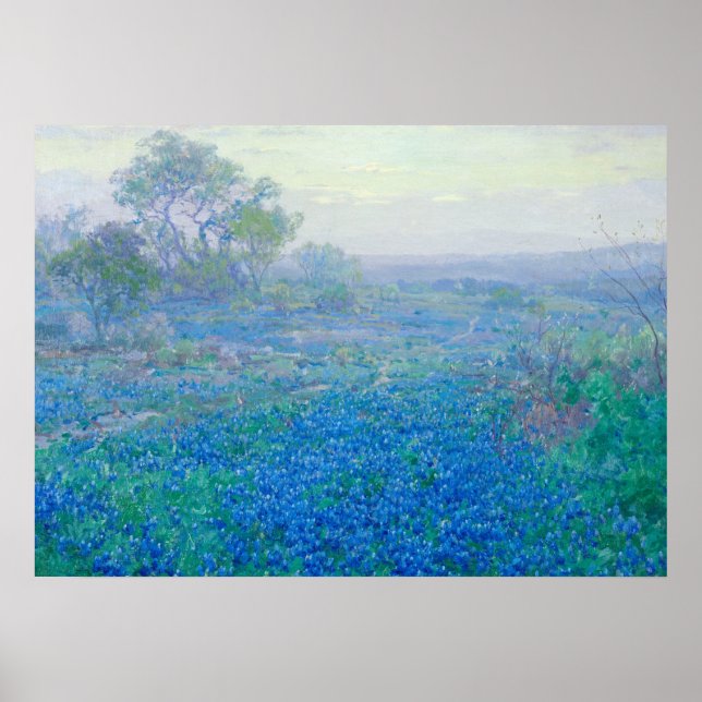 Bluebonnets near San Antonio, Texas by Onderdonk Poster (Front)