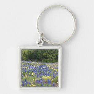 Bluebonnets, primrose, and phlox key ring