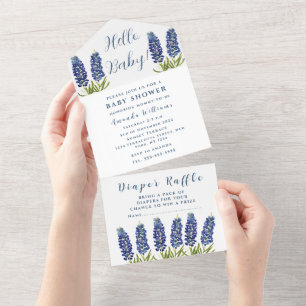 Bluebonnets Texas Baby Shower Gender Neutral All In One Invitation