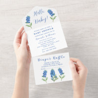 Bluebonnets Texas Baby Shower Gender Neutral