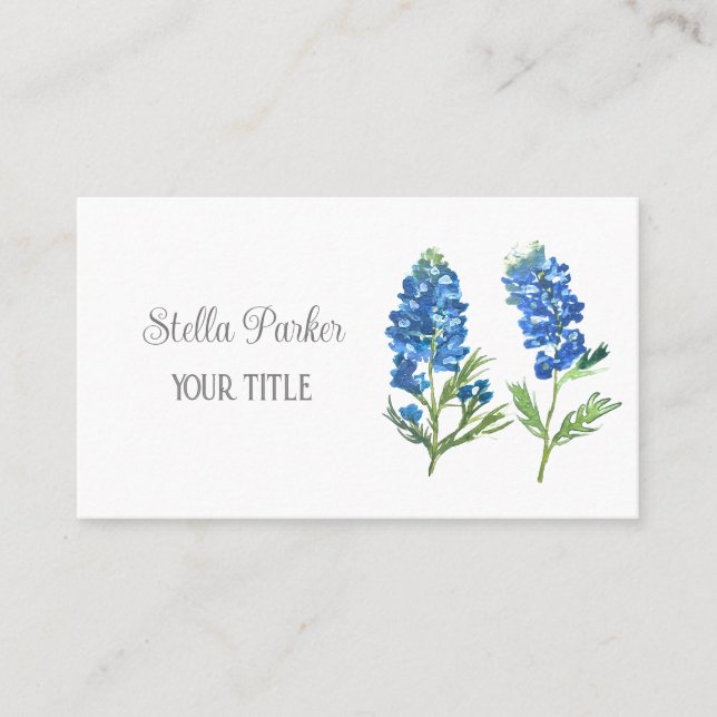 Bluebonnets Texas Blue Floral Business Card (Front)