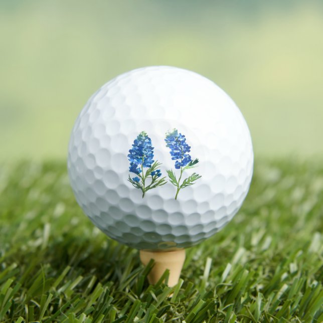 Bluebonnets Texas Blue Floral Golfer watercolor Golf Balls (Insitu Tee)