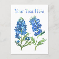 Bluebonnets Texas Blue Floral vintage watercolor