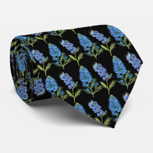 Bluebonnets Texas Blue Floral vintage watercolor Tie