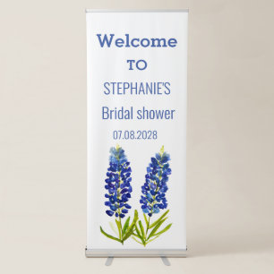 Bluebonnets Texas Blue Flowers Bridal shower Retractable Banner