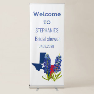 Bluebonnets Texas Blue Flowers Bridal shower Retractable Banner
