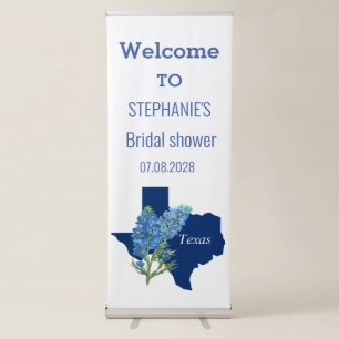 Bluebonnets Texas Blue Flowers Bridal shower Retractable Banner