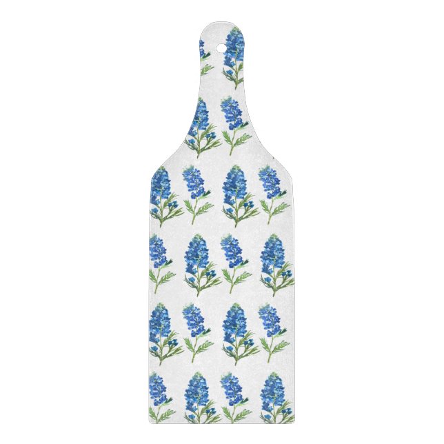 Bluebonnets Texas Blue Flowers Watercolor Cutting Board (Front)