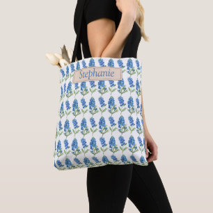 Bluebonnets Texas Blue Flowers Watercolor Tote Bag