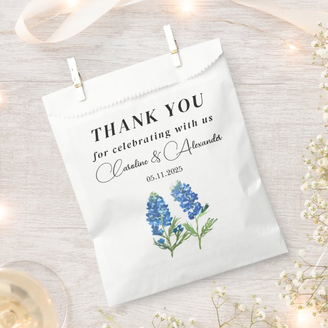 Bluebonnets Texas Floral Modern Chic Wedding Favour Bags (Clipped)