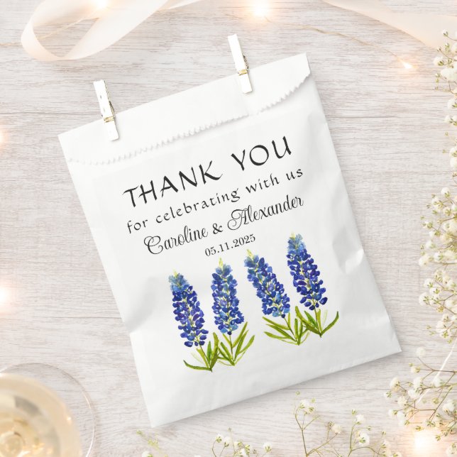 Bluebonnets Texas Floral Modern Chic Wedding Favour Bags (Clipped)