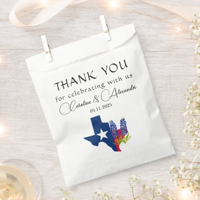 Bluebonnets Texas Floral Modern Chic Wedding Favour Bags (Clipped)