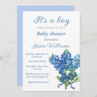 Bluebonnets Texas Floral Rustic Baby boy shower 