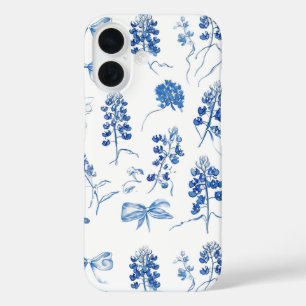 Bluebonnets Texas Flower Floral Blue Bow Pattern iPhone 16 Case