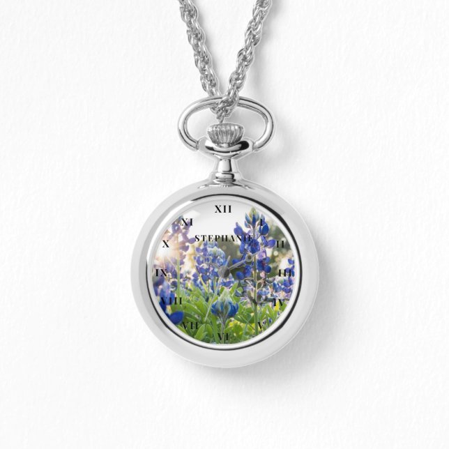 Bluebonnets Texas Flower Lupine Floral Watch (Front)