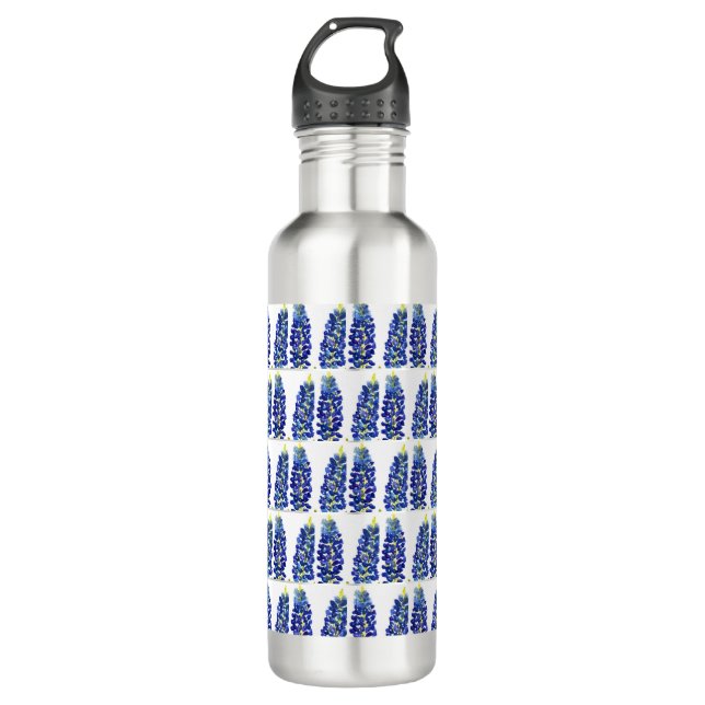 Bluebonnets Texas Flowers Wildflowers Watercolor 710 Ml Water Bottle (Front)