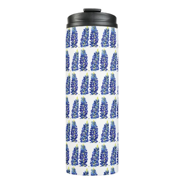 Bluebonnets Texas Flowers Wildflowers Watercolor Thermal Tumbler (Front)