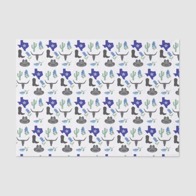 Bluebonnets Texas Flowers Wildflowers Watercolor  Tissue Paper (Front)