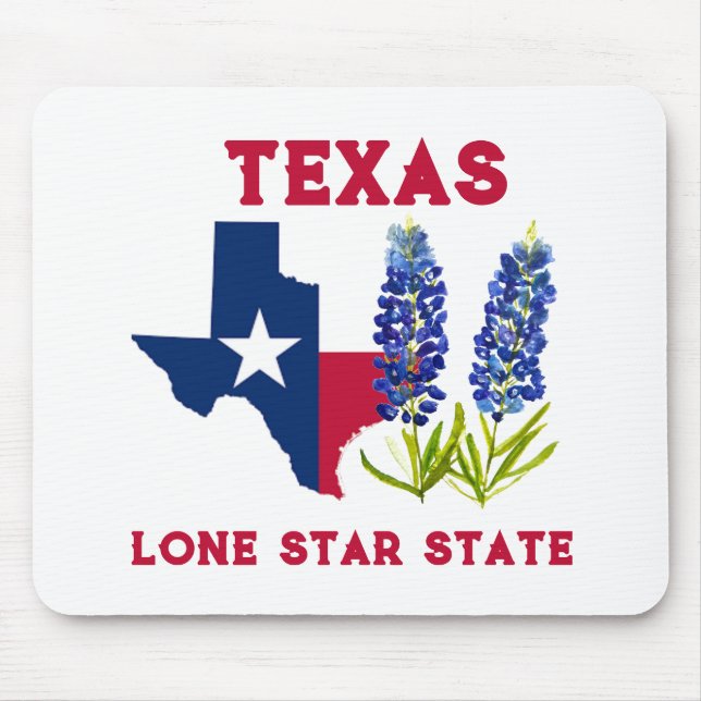 Bluebonnets Texas State Flowers Lupine Lone Star Mouse Mat (Front)