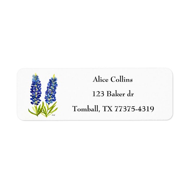 Bluebonnets Texas State Flowers Lupine Watercolor (Front)