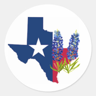 Bluebonnets Texas State Flowers Lupine Watercolor Classic Round Sticker