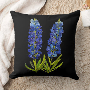 Bluebonnets Texas State Flowers Lupine Watercolor Cushion