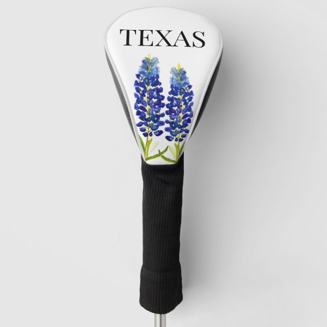 Bluebonnets Texas State Flowers Lupine Watercolor Golf Head Cover (Front)
